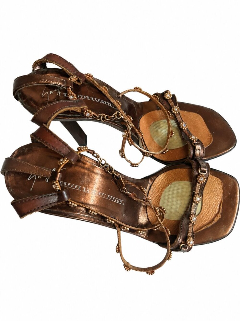 Giuseppe Zanotti Design Brown Leather Strappy Open Toe Buckle Heels - Picture 2 of 3